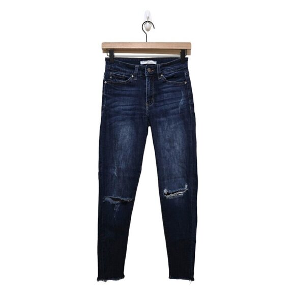 Kancan Miranda Distressed Raw Hem Skinny Crop Jeans Sz 24 - Picture 1 of 10